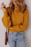 Hollow Knit Sweater with Balloon Sleeves