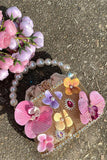 Floral Embellished Pearl Handle Bag