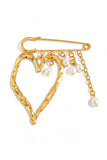 Heart-Shape Safety Pin Brooch