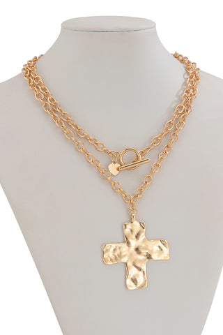 Chunky Chain Cross Pendant Necklace