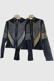 Studded Fringe Zip-Up Blazer