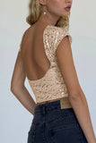 Backless Sequin Crop Top