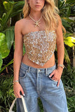 Sequin Diamond Shape Strapless Top