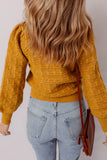 Hollow Knit Sweater with Balloon Sleeves