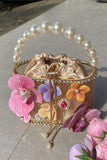Floral Embellished Pearl Handle Bag