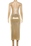 Strappy V-Neck Evening Gown