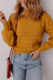Hollow Knit Sweater with Balloon Sleeves
