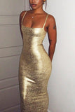Sleeveless Metallic Evening Dress