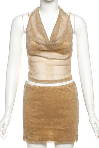 Halter Neck Skirt Set