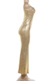 Sleeveless Metallic Evening Dress