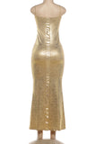 Sleeveless Metallic Evening Dress