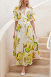 Floral-Print Button-Front Vacation Dress