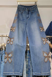 Embellished Butterfly Wide Leg Jeans