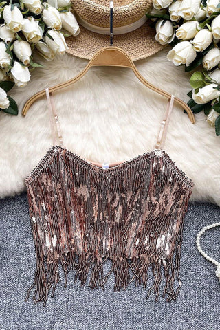 Fringe Sequin Camisole Top