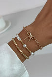 Elegant Bow and Bead Bracelet Set