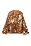 Sequin Wrap Blouse with Tie Waist