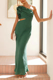 One-Shoulder Ruffle Cutout Dress