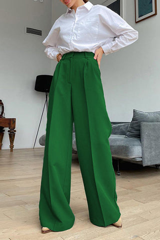 High-Waisted Tailored Casual Pants