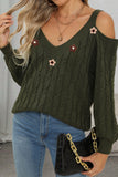 Cold Shoulder Cable Knit Sweater