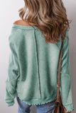 Waffle Knit Patchwork Raglan Sleeve Top