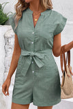 Button-Front Striped Romper