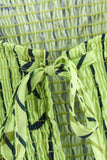 Smocked Tie-Front Top with Leaf Design