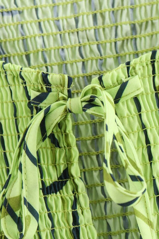 Smocked Tie-Front Top with Leaf Design