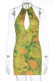 Floral Halter Neck Casual Dress