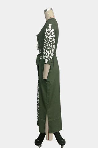 Drawstring Waist Printed Dress