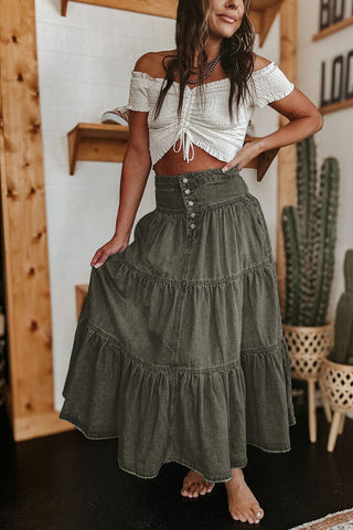 Buttoned Denim Skirt