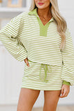 Stripe Long Sleeve Skirt Set