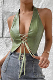 Lace-Up Halter Tank Top