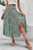 Floral High-Slit Skirt