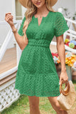 Eyelet Puff Sleeve Mini Dress