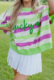 Striped "LUCKY" Graphic Tee
