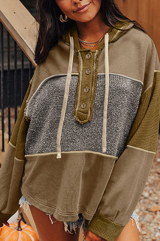 Casual Patchwork Hoodie Sweatshirt