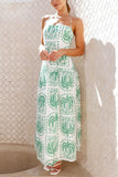 Halter-Neck Printed Maxi Dress