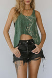 Printed Tank Top with Asymmetrical Hem