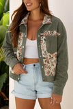 Ribbed Retro Floral Patchwork Shirt Jacket