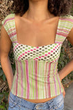 Patterned Square-Neck Blouse