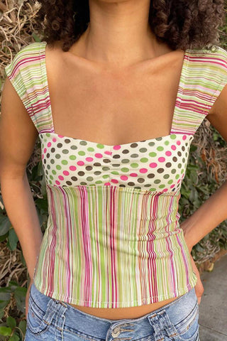 Patterned Square-Neck Blouse