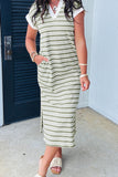 Striped Midi Casual Dress