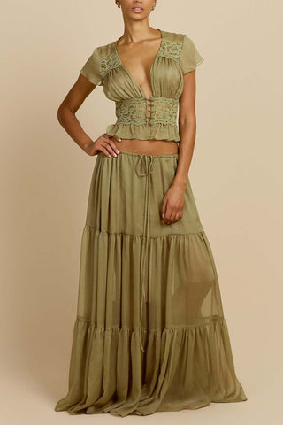 Lace Detail Skirt Set