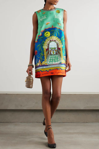 Graphic Sleeveless Shift Dress