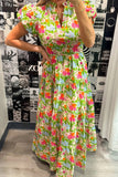 Floral Puff-Sleeve Casual Dress