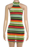 Striped Knit Halter Dress