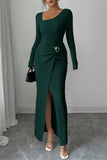 Elegant Long-Sleeve Asymmetrical Dress