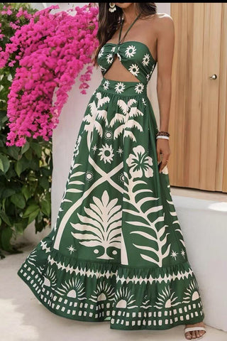 Strapless Cutout Casual Maxi Dress