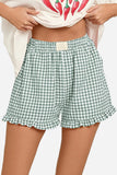 Ruffled Gingham Casual Shorts