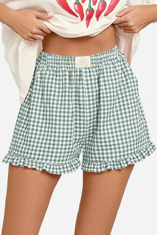 Ruffled Gingham Casual Shorts